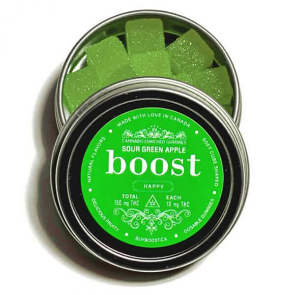 Sour Green Apple 300mg THC Cubes (Boost Edibles) - Image 2