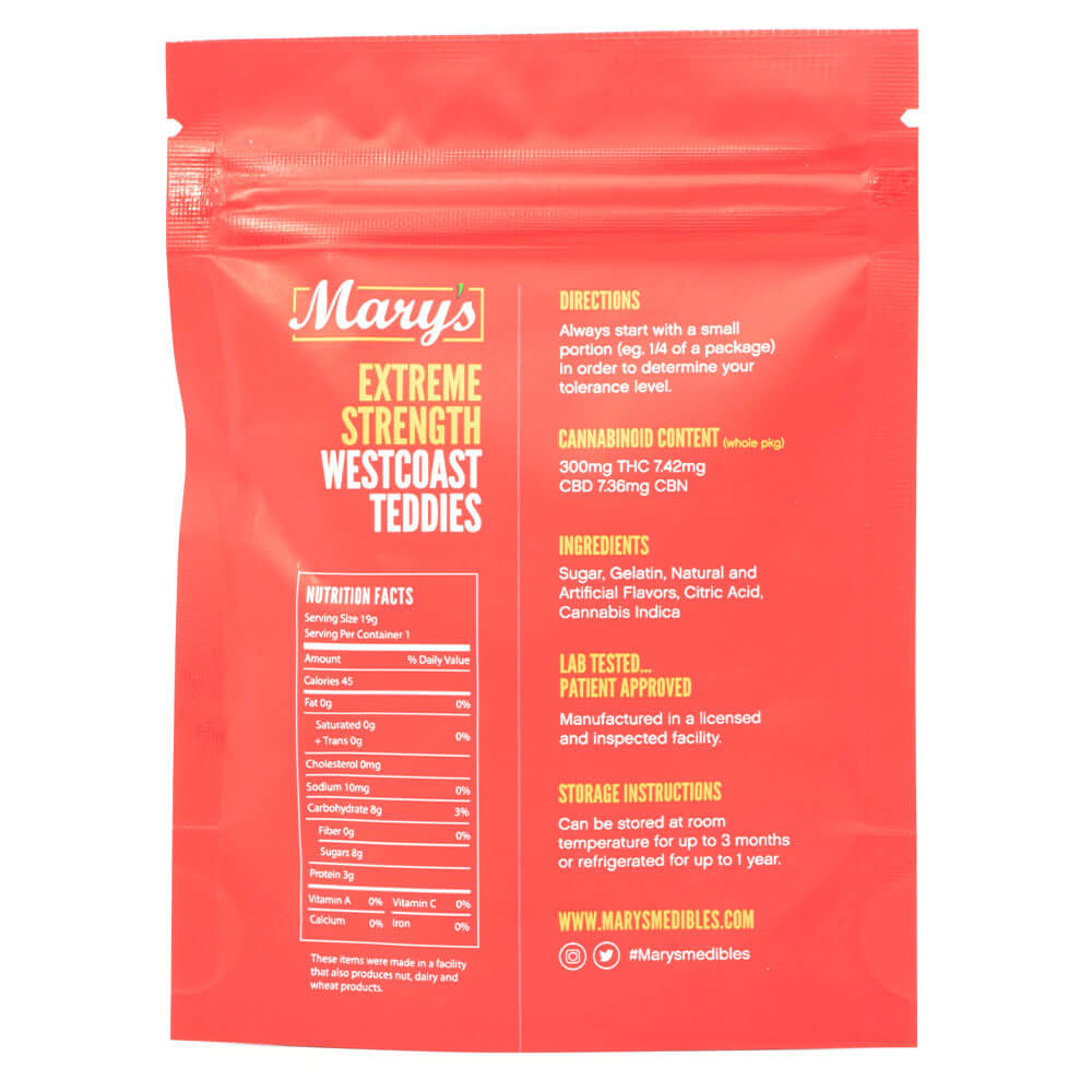Extreme Strength Indica Westcoast Teddies 300mg THC (Mary’s Edibles) - Image 2
