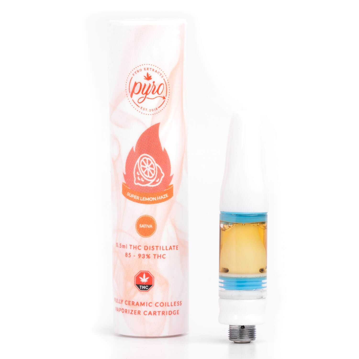 Super Lemon Haze THC Distillate Ceramic Cartridge (Pyro Extracts) 0.5 ml